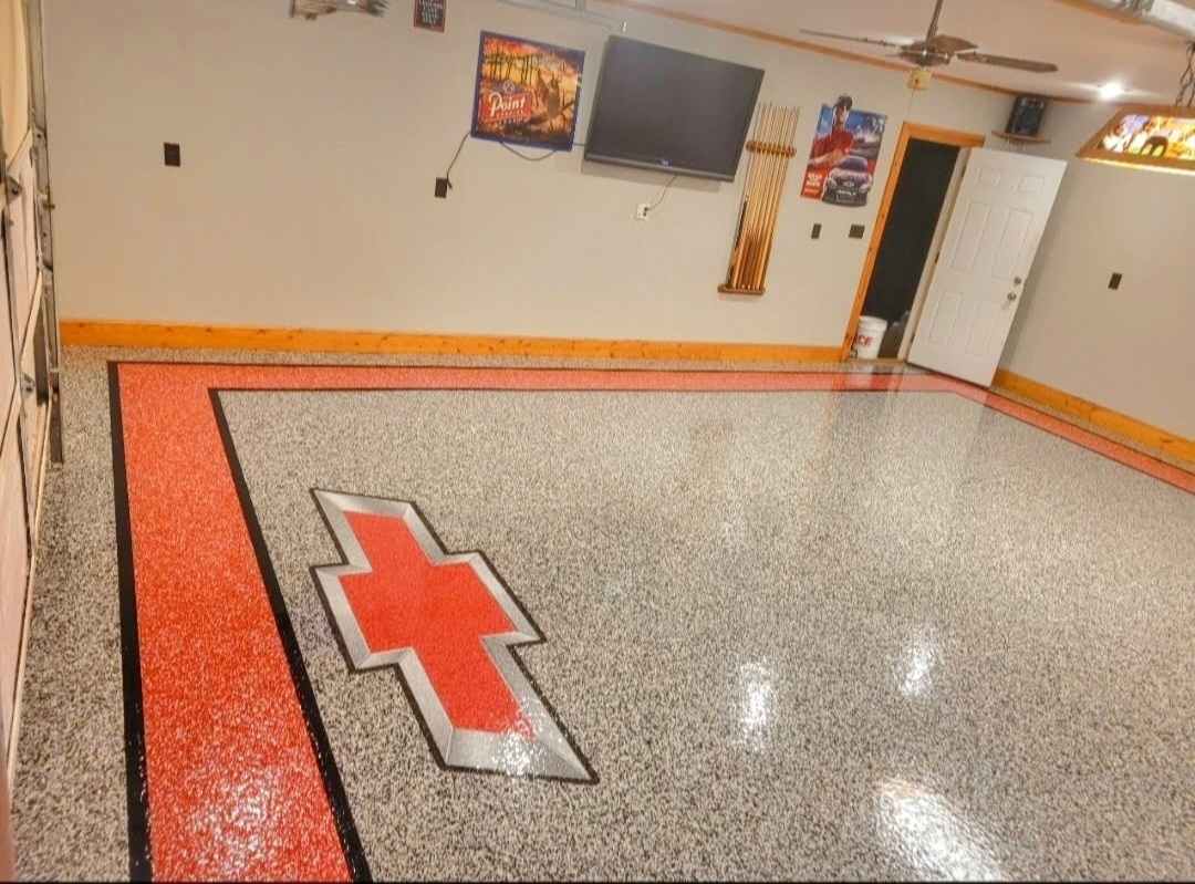 Custom Floor Logo Bow Tie Custom Epoxy Floor Logo Installation