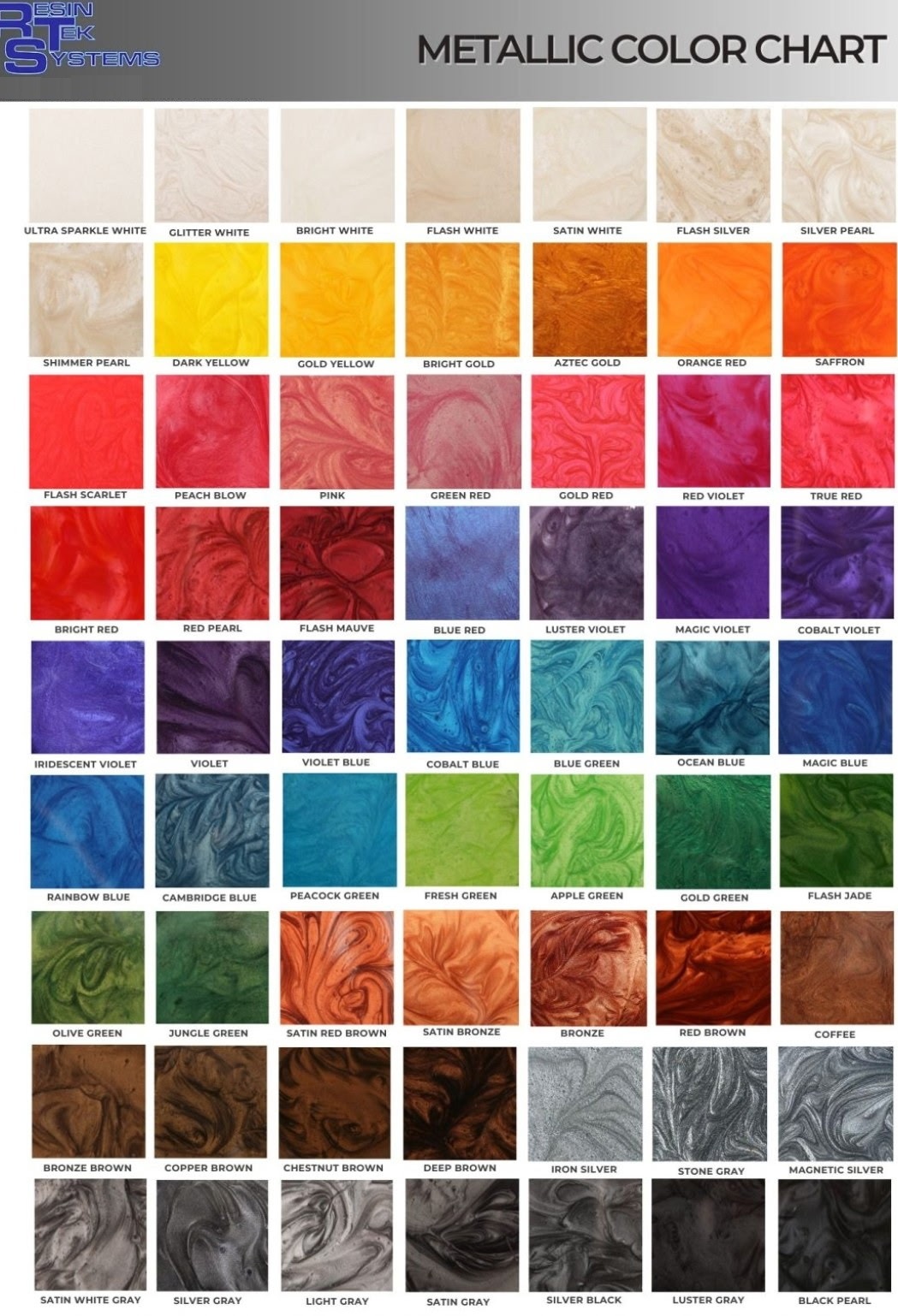 Metallic Epoxy Color Chart