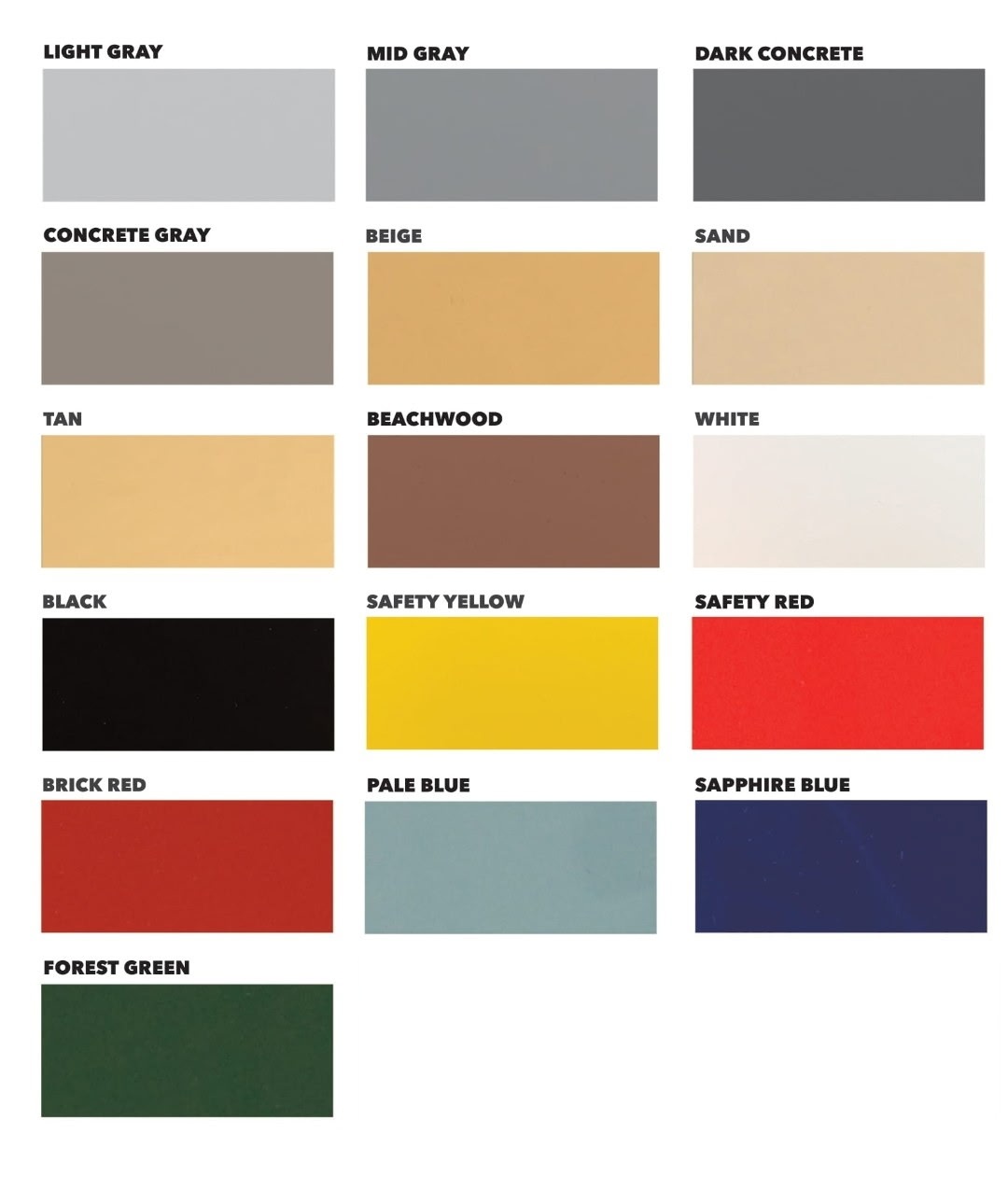 Solid Color Epoxy Pigment Chart